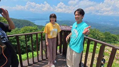 展望デッキ　野尻湖　北信五岳　大パノラマ