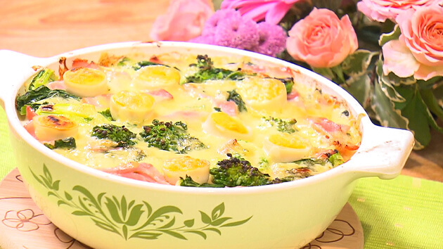 ヤミーの3ステップクッキング 菜の花とウズラのクリームグラタン