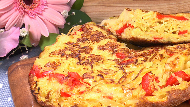 ヤミーの3ステップクッキング たっぷりキャベツの春色オムレツ