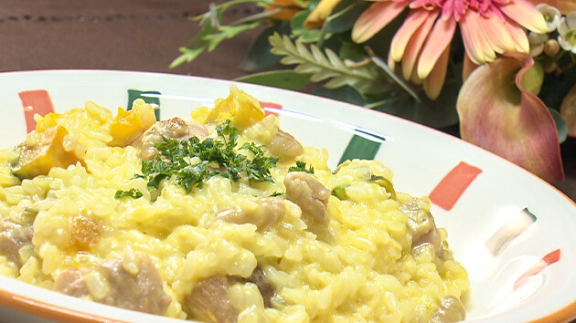 ヤミーの3ステップクッキング 鶏肉とかぼちゃのクリームリゾット