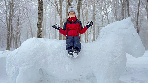 動物の雪形アート・白馬岩岳山頂｜“密”を避けて冬を楽しもう！ ～雪を遊びに！逆転発想で白馬村を活性化～