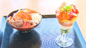 海鮮丼・お寿司パフェ（松島おさしみ水族館）｜新幹線で日帰り！？仙台＆松島 満喫ツアー