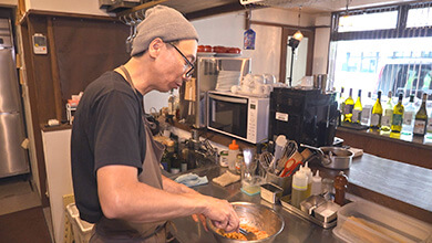 冷製パスタ調理・カフェトラモンテ（長野市）